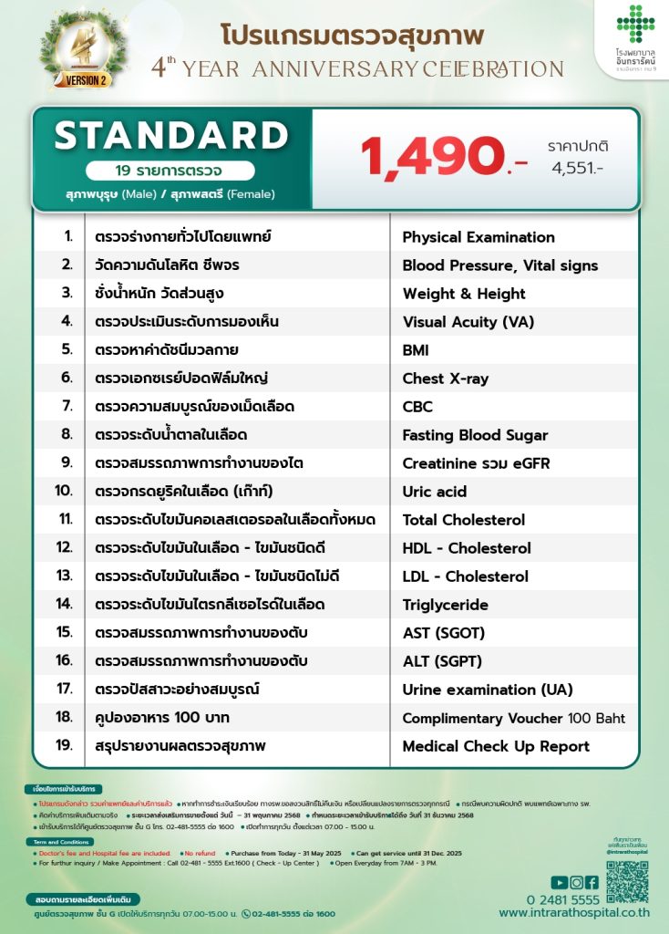 ตรวจสุขภาพ โรงพยาบาลอินทรารัตน์